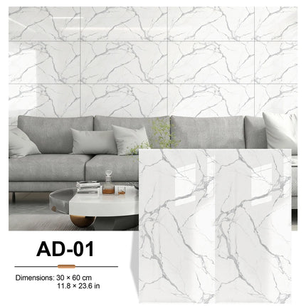 NordWall Marble Series — Peel & Stick Wall Tiles | 60×30cm | Glossy Finish