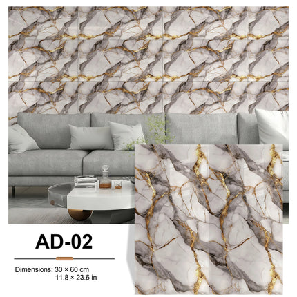 NordWall Marble Series — Peel & Stick Wall Tiles | 60×30cm | Glossy Finish