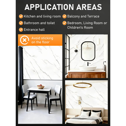 NordWall Marble Series — Peel & Stick Wall Tiles | 60×30cm | Glossy Finish