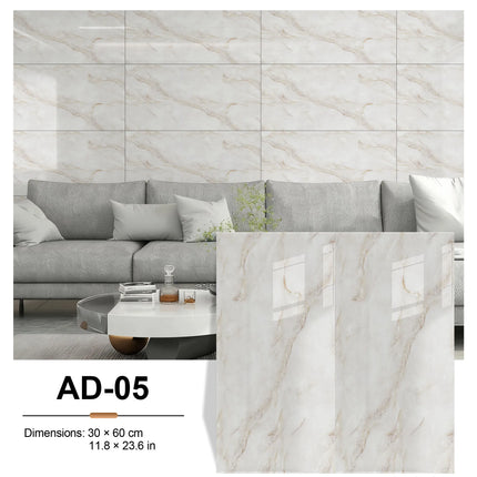NordWall Marble Series — Peel & Stick Wall Tiles | 60×30cm | Glossy Finish
