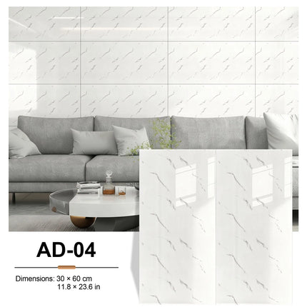 NordWall Marble Series — Peel & Stick Wall Tiles | 60×30cm | Glossy Finish